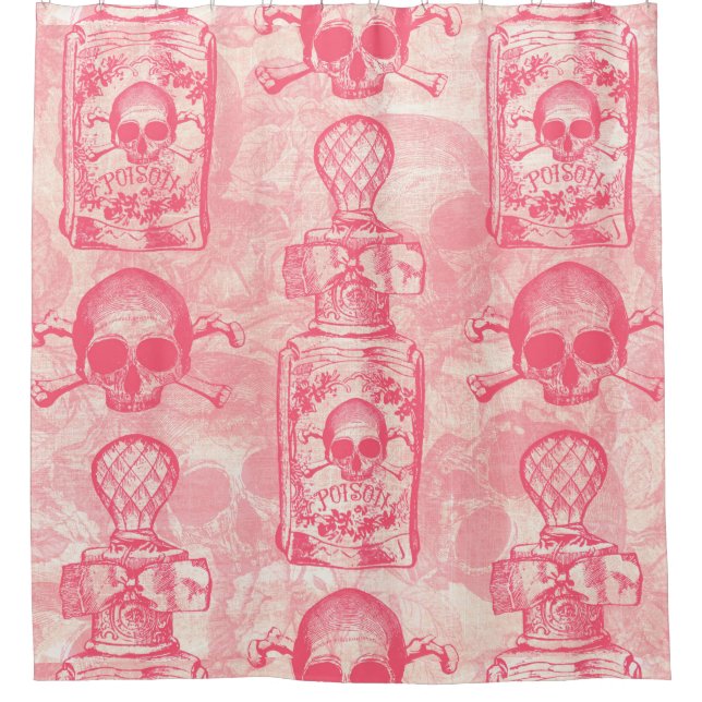 Pretty Pink Poison Bottle Shower Curtain (Front)
