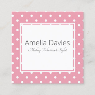 Pretty Pink Polka Dot Square Business Card