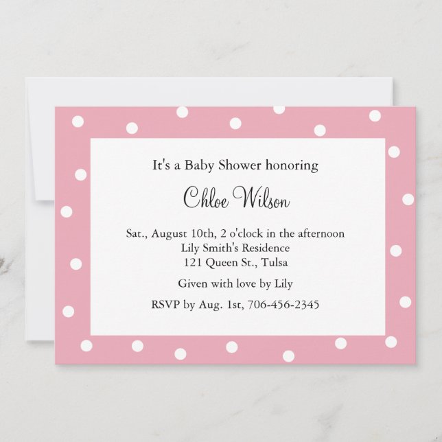 Pretty Pink Polka Dots Invitation (Front)