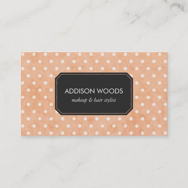 Pretty Pink Polka Dots Professional Business Card (Front)