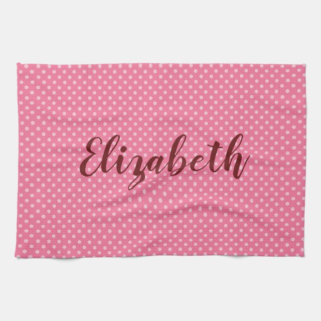 Pretty Pink Polka dots Tea Towel (Horizontal)