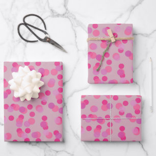 pretty pink polka dots wrapping paper sheet
