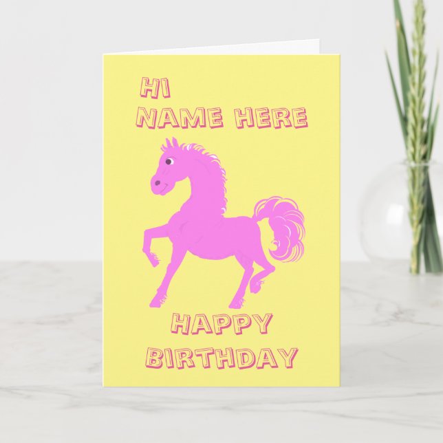 Pretty Pink Pony, Girls birthday Card (Front)