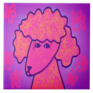 Pretty Pink Poodle Abstract Art Tile