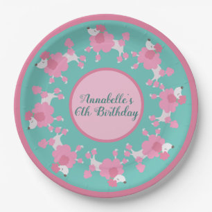 Pretty Pink Poodle Party Personalise Paper Plate