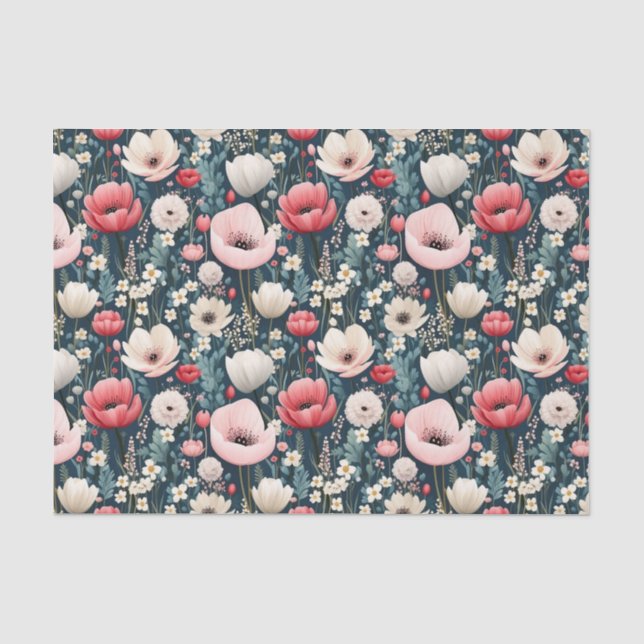 Pretty Pink Poppies Tissue Paper (Front)
