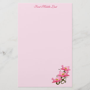 Pretty Pink Poppy Flowers Photo Custom Stationery
