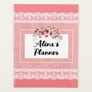 Pretty Pink Posies and Lace Vintage Name Planner