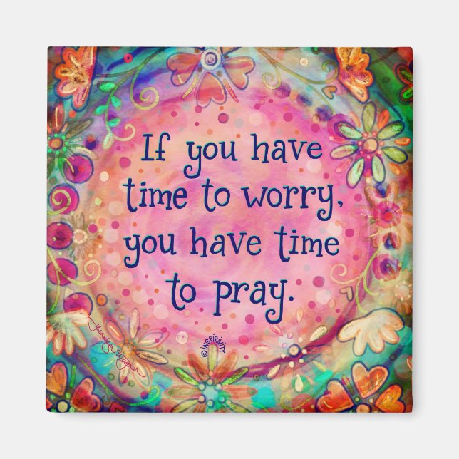 Pretty Pink Prayer Quote Inspiring Floral Trendy Magnet (Front)