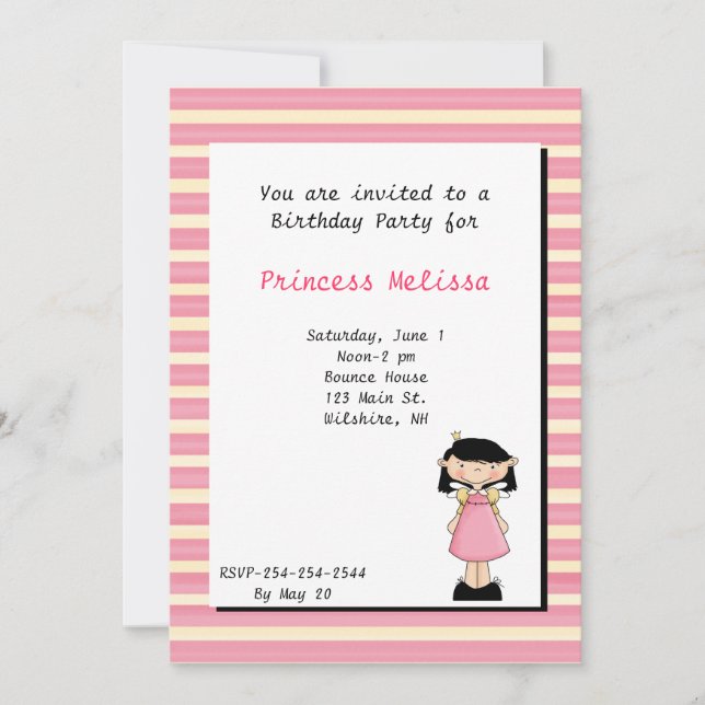 Pretty Pink Princess Birthday Invitation (Front)