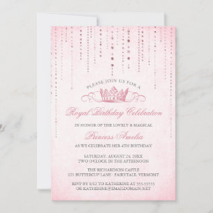 Pretty Pink Princess Birthday Party Invitation