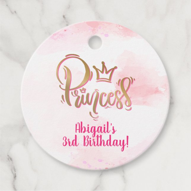 Pretty Pink Princess Favour Tags (Front)