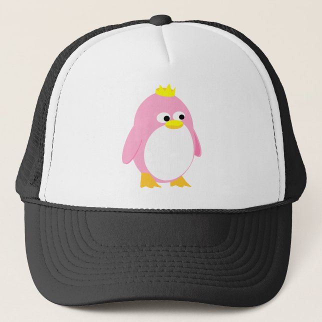Pretty Pink Princess Penguin, super cute cartoon Trucker Hat (Front)