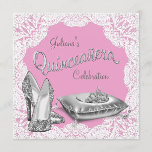 Pretty Pink Princess Quinceanera Invitation
