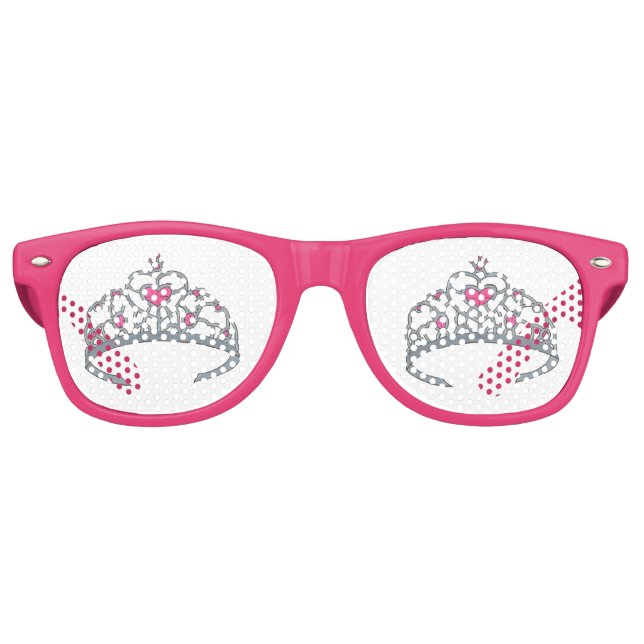Pretty Pink Princess Tiara Birthday Party Favour Retro Sunglasses (Front)