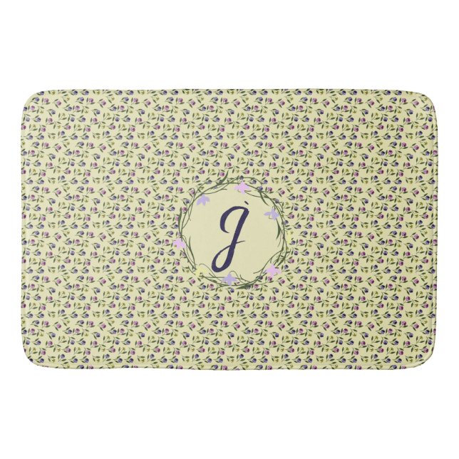 Pretty Pink Purple and Yellow Pansies Bath Mat (Front)