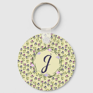 Pretty Pink Purple and Yellow Pansies Key Ring