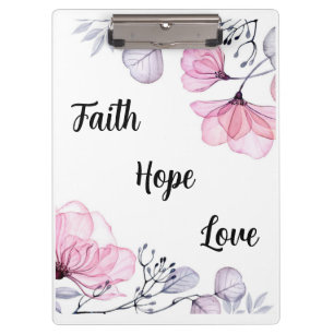 Pretty Pink Purple Floral  Christian Women Clipboard