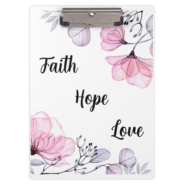 Pretty Pink Purple Floral  Christian Women Clipboard (Front)