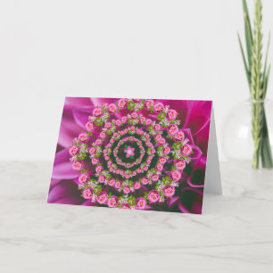 Pretty Pink Purple Green Garden Flowers Christmas Card
