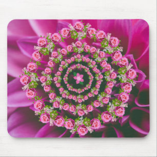Pretty Pink Purple Green Garden Flowers Christmas Mouse Mat