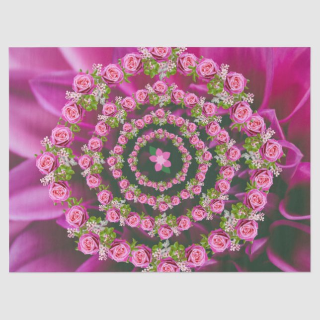 Pretty Pink Purple Green Garden Flowers Christmas Tissue Paper (Front)