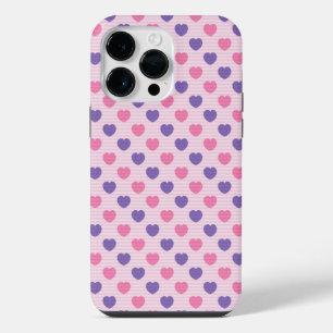 PRETTY PINK & PURPLE HEARTS iPhone 14 PRO MAX CASE