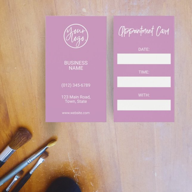 PRETTY PINK PURPLE  LOGO VERTICAL APPOINTMENT CARD (Creator Uploaded)