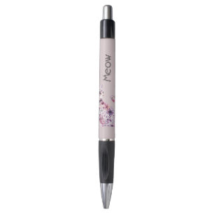 Pretty Pink Purple Roses Floral Cat