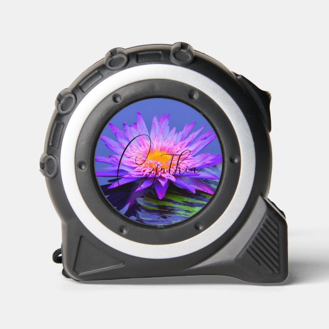 Pretty Pink Purple Water Lily Tape Measure For Her 1 (Front)