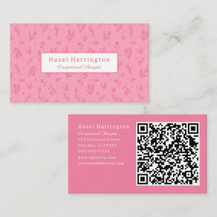 Pretty Pink QR Code Business Cards Simple Flowers