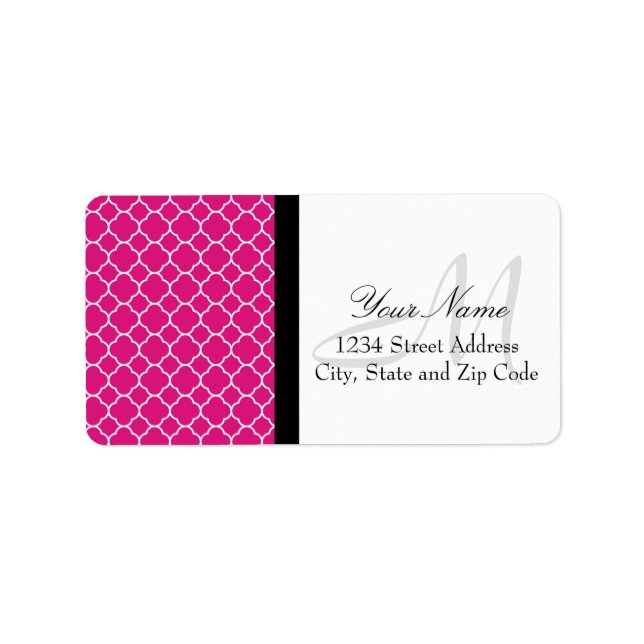 Pretty Pink Quatrefoil Pattern Label (Front)