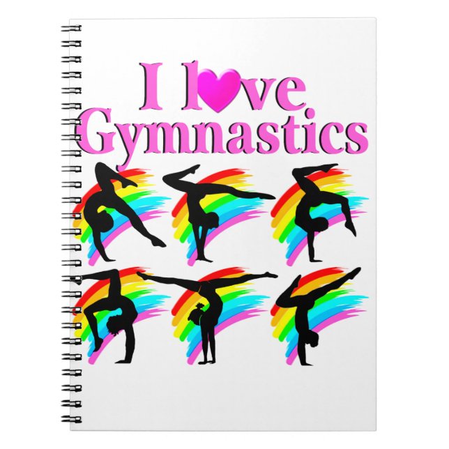 PRETTY PINK RAINBOW GYMNASTICS DESIGN NOTEBOOK (Front)