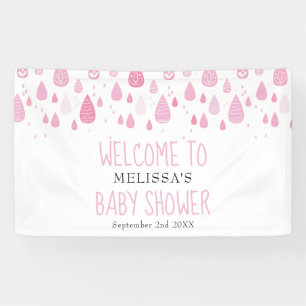Pretty Pink Raindrops Baby Girl Shower Welcome Banner