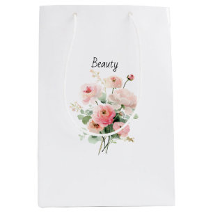 Pretty Pink Ranunculus Flowers Bridal Shower Medium Gift Bag