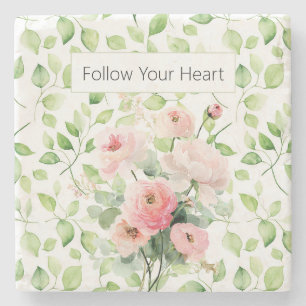 Pretty Pink Ranunculus Flowers Stone Coaster