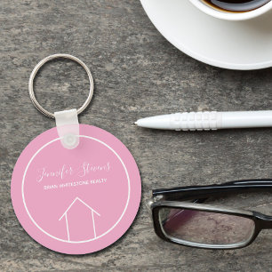 Pretty Pink Real Estate Agent Personalised Realtor Key Ring