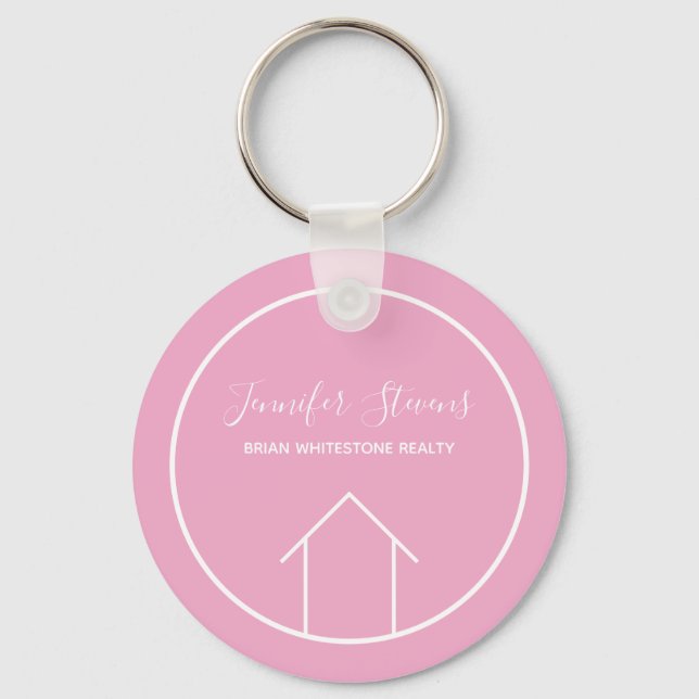 Pretty Pink Real Estate Agent Personalised Realtor Key Ring (Front)