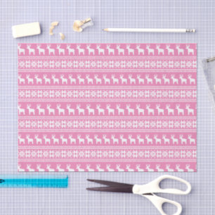 Pretty Pink Reindeer Christmas Pattern Tissue Paper
