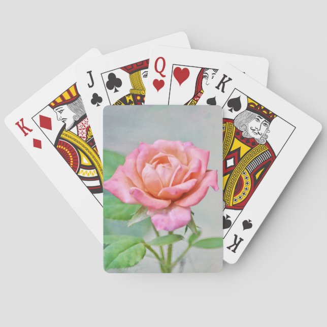Pretty Pink Rose Art Playing Cards (Back)