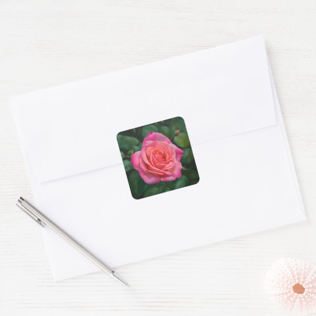 Pretty Pink Rose Art Sticker (Envelope)