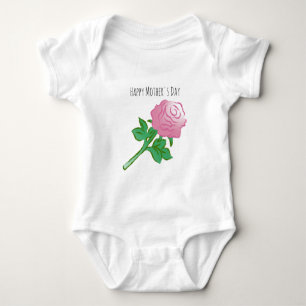 Pretty pink rose baby bodysuit