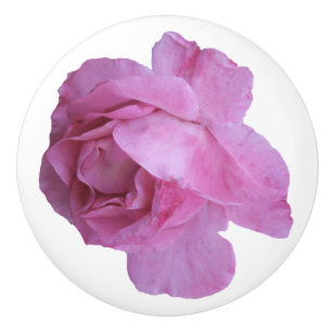 Pretty pink rose beautiful ceramic floral fine art knob