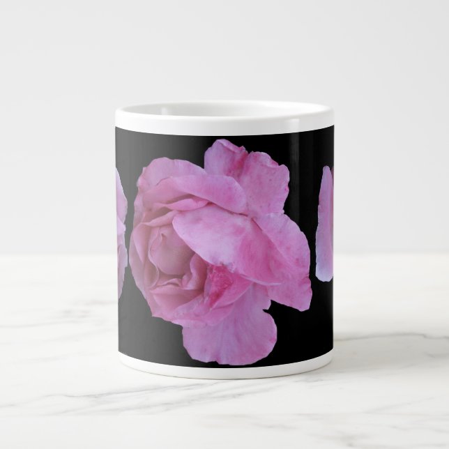 Pretty pink rose beautiful stylish classy floral large coffee mug (Front)
