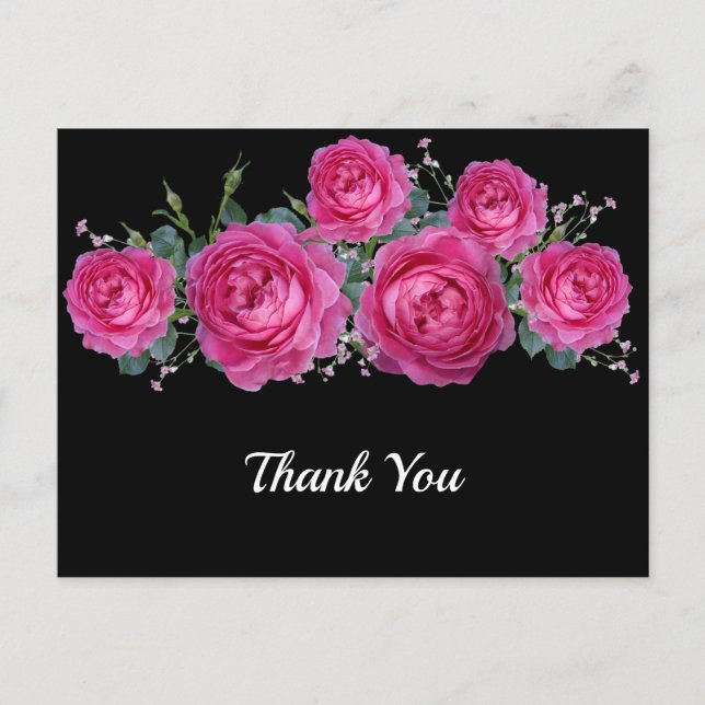 Pretty Pink Rose Bouquet Floral Thank You Postcard (Front)