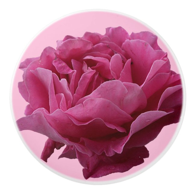 Pretty pink rose ceramic beautiful floral stylish ceramic knob (Front)