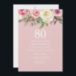 Pretty Pink Rose Floral 80th Birthday Felt Invite<br><div class="desc">Pretty Pink Rose Floral 80th Birthday Felt Invite

beautiful elegant floral watercolor design

Fully Customisable / personalised</div>