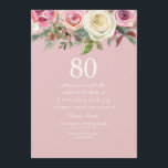 Pretty Pink Rose Floral 80th Birthday Felt Invite<br><div class="desc">Pretty Pink Rose Floral 80th Birthday Felt Invite

beautiful elegant floral watercolor design

Fully Customisable / personalised</div>
