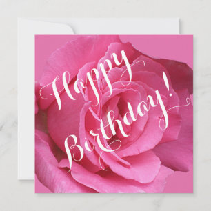Pretty pink rose floral beautiful Happy Birthday  Holiday Card