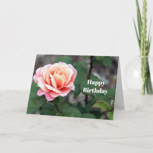 Pretty Pink Rose Floral Photo Birthday Card
